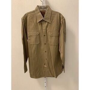 VTG Born Khaki Long Sleeve Button Down Outdoor Casual M (B381)